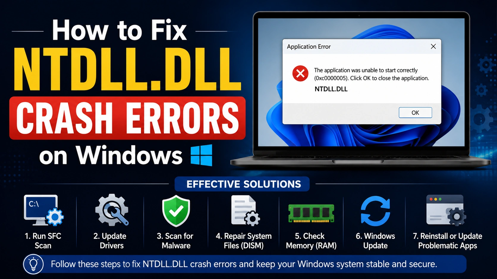 How to Fix NTDLL.DLL Crash Errors on Windows