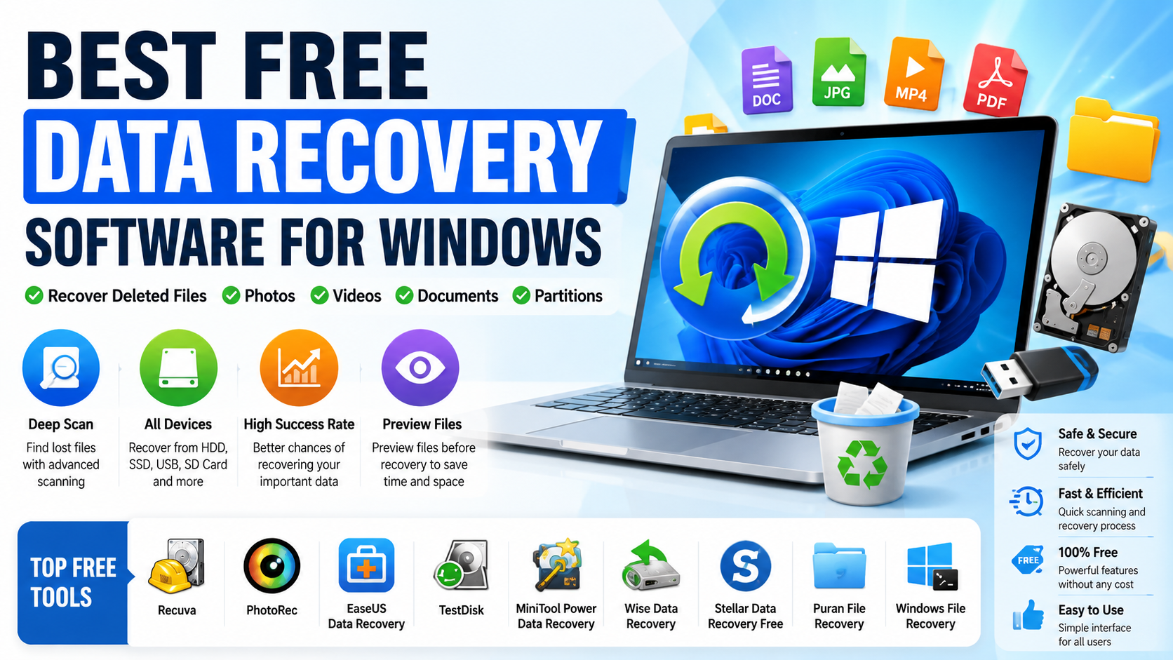 10 Best Free Data Recovery Software for Windows Recovery