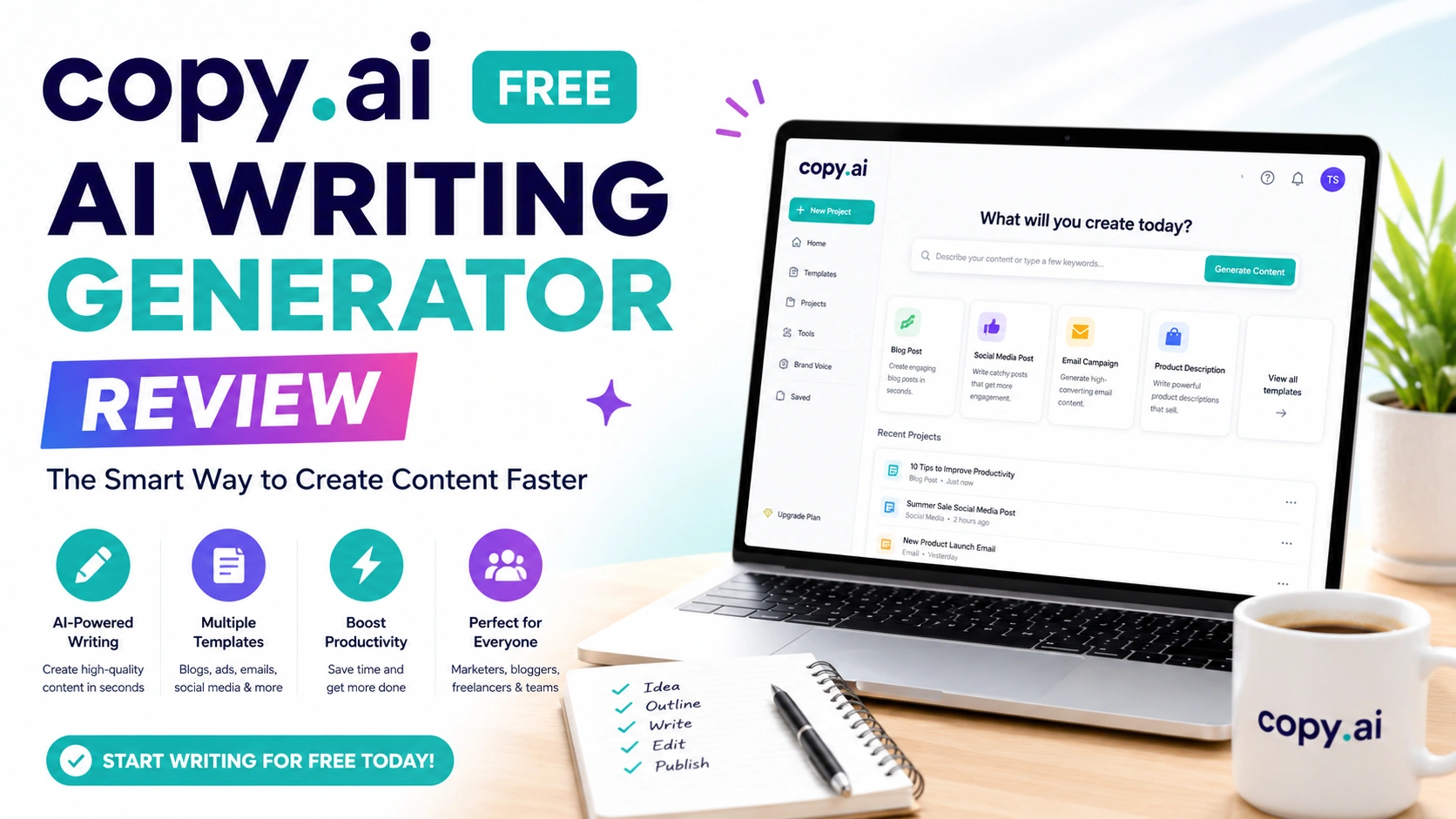 Copy.ai Free AI Writing Generator Review for Beginners