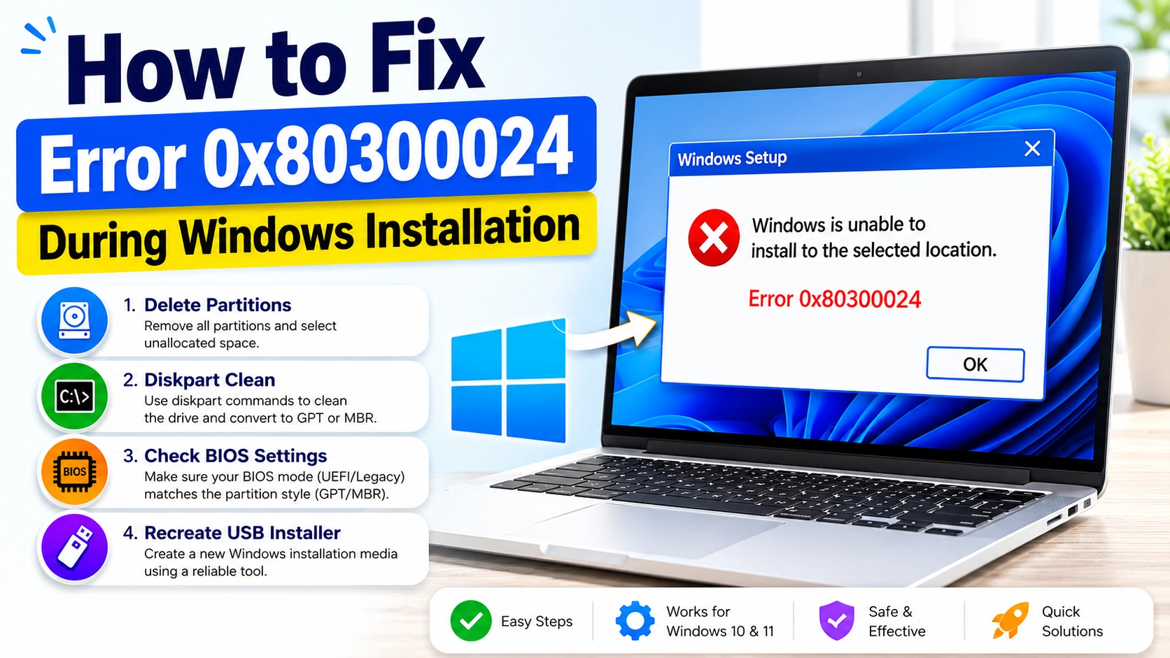 How to Fix Error 0x80300024 During Windows Installation