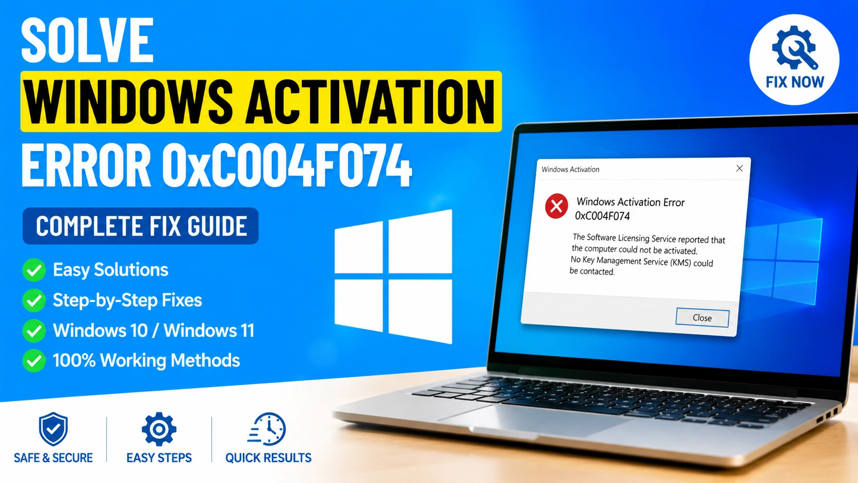 Solve Windows Activation Error 0xC004F074