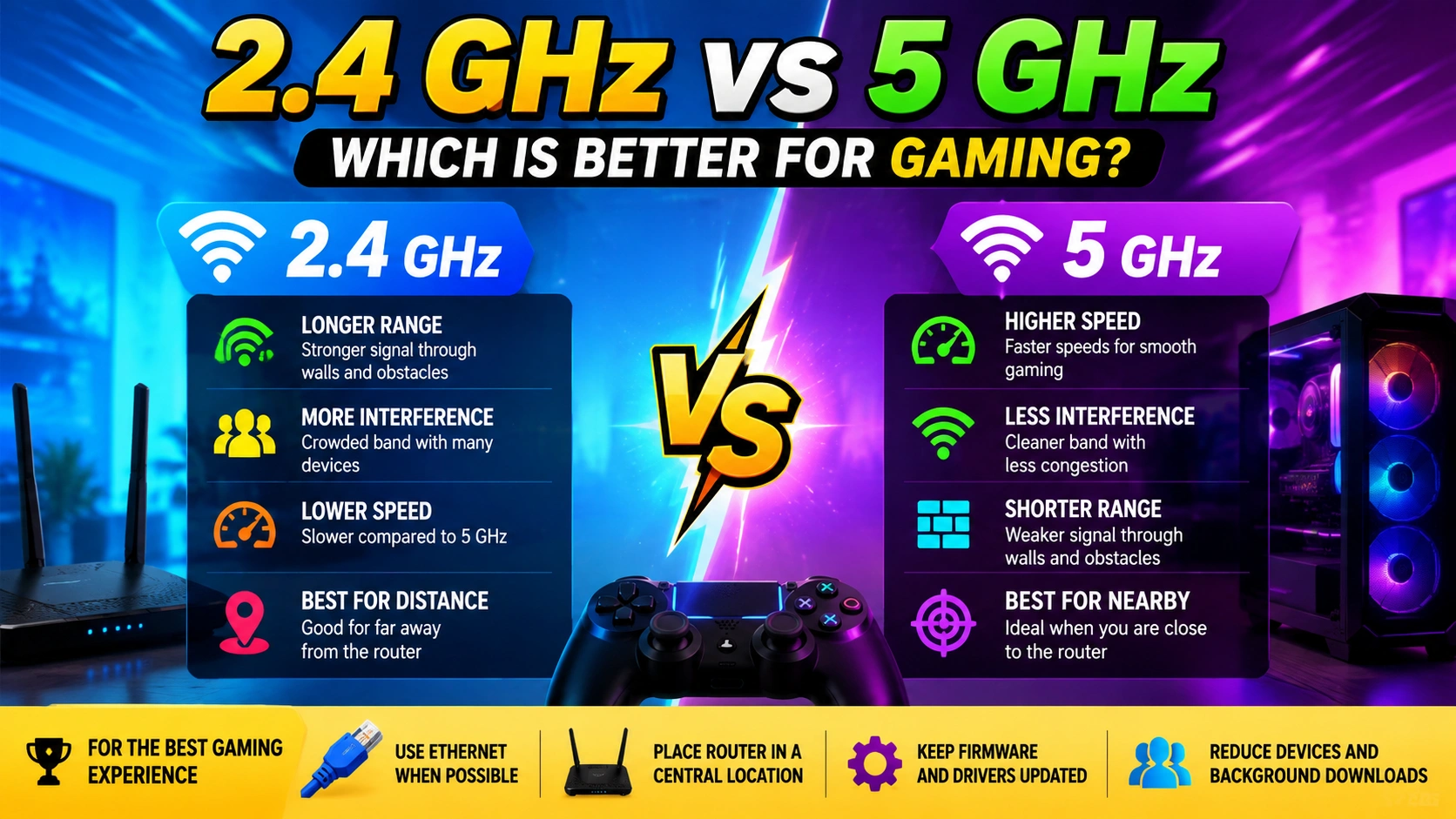 2.4 GHz and 5 GHz for Gaming: Which Wi-Fi Band Is Better?