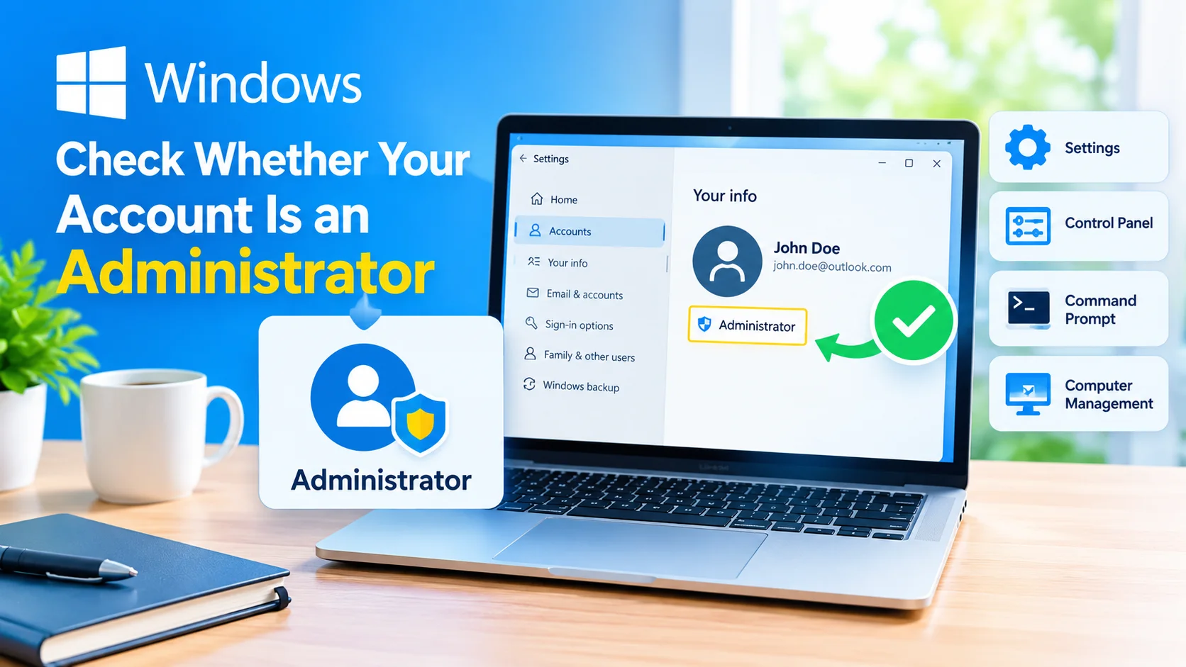 Check Whether Your Windows Account Is an Administrator