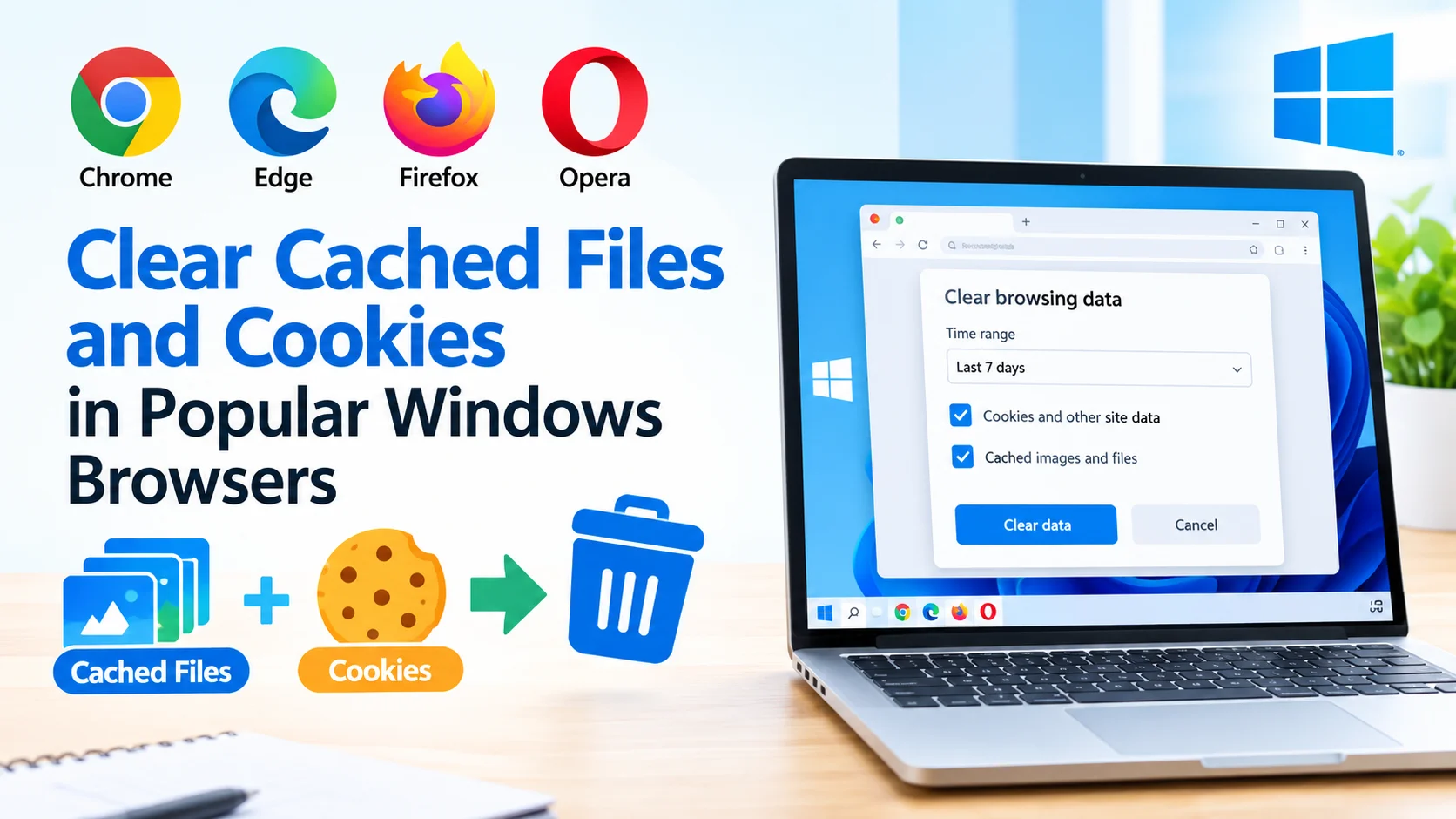Clear Cached Files and Cookies in Popular Windows Browsers Clear Cached Files and Cookies in Popular Windows Browsers