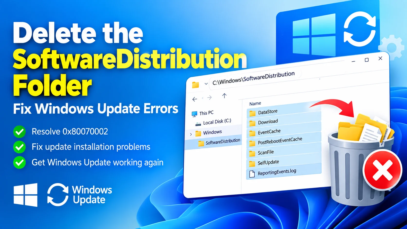 Delete the SoftwareDistribution Folder in Windows Delete the SoftwareDistribution Folder in Windows