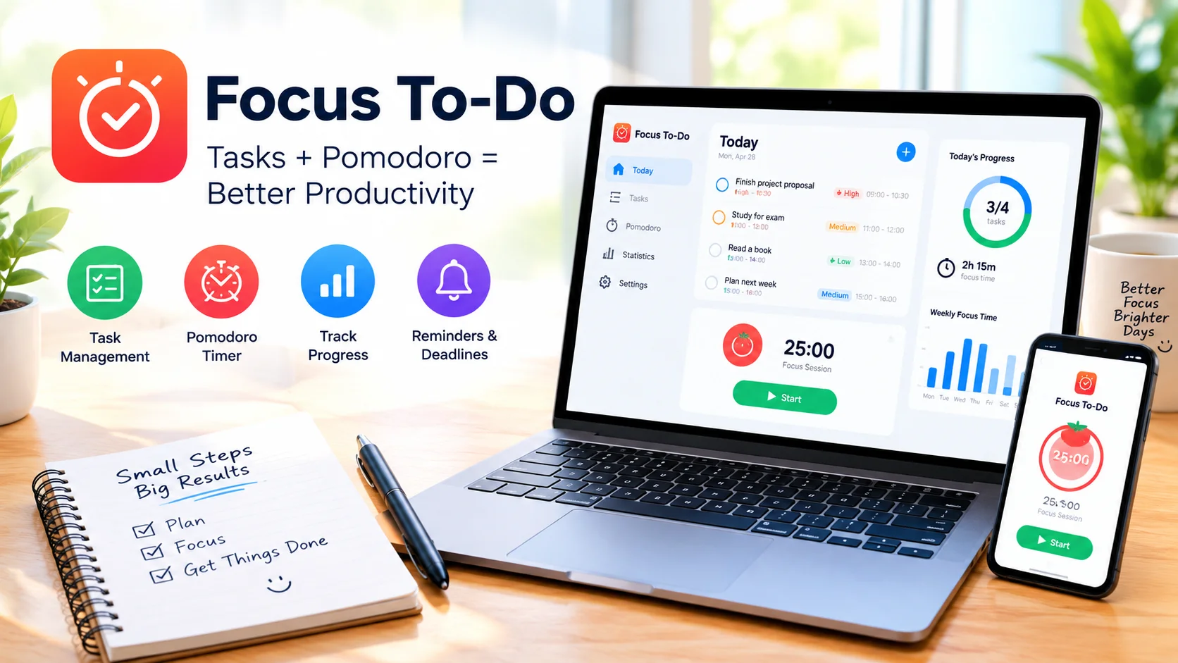 Focus To-Do: Boost Productivity With Pomodoro Tasks Focus To-Do: Boost Productivity With Pomodoro Tasks