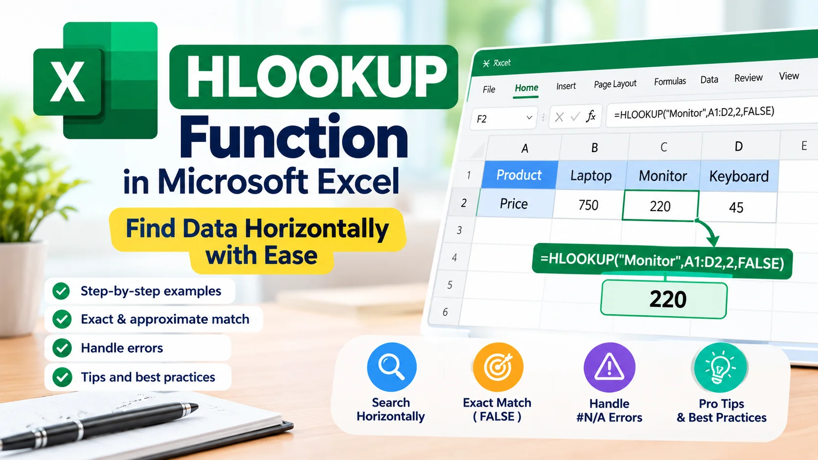 The HLOOKUP Function in Microsoft Excel