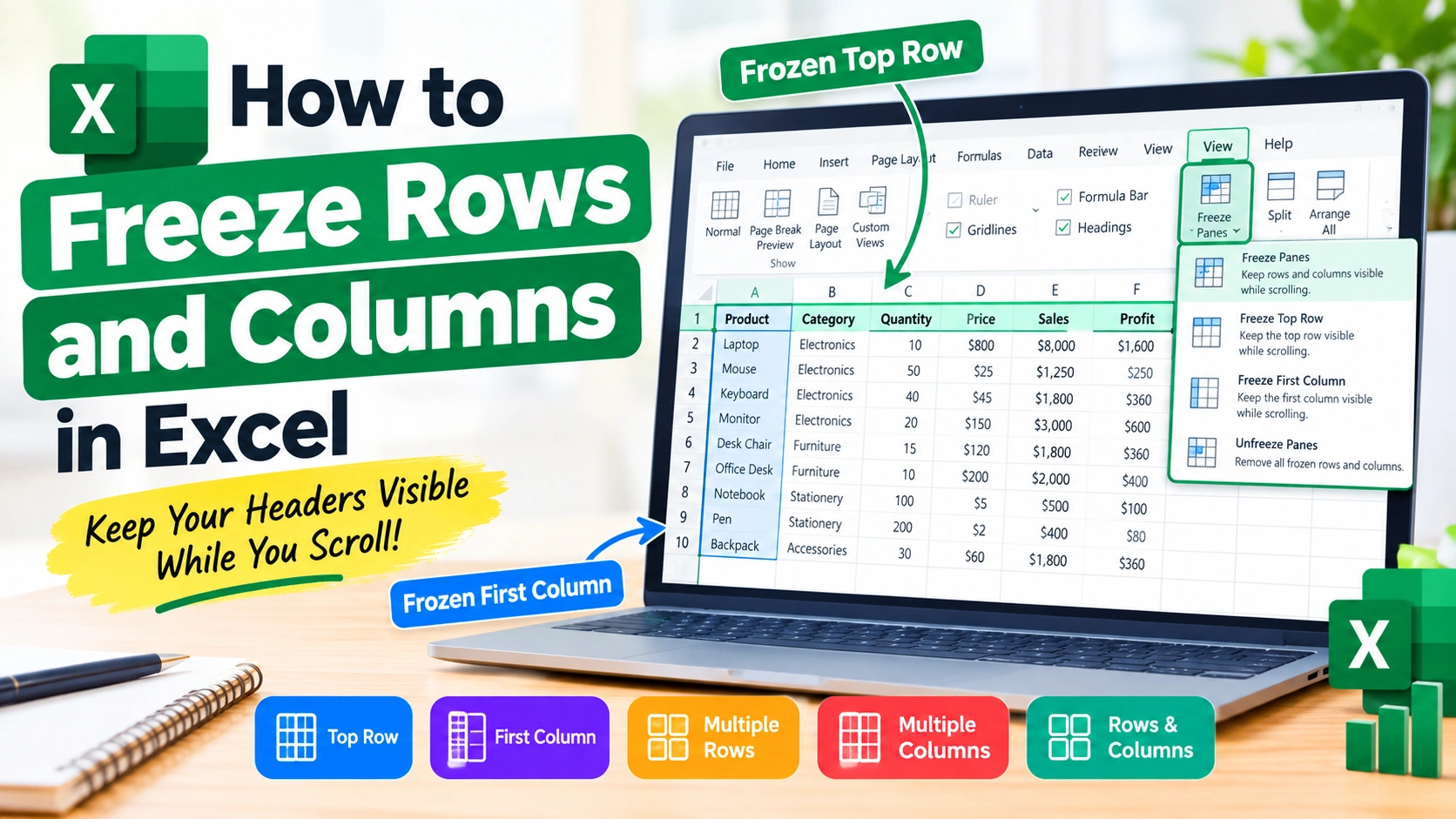 How to Freeze Rows and Columns in Excel