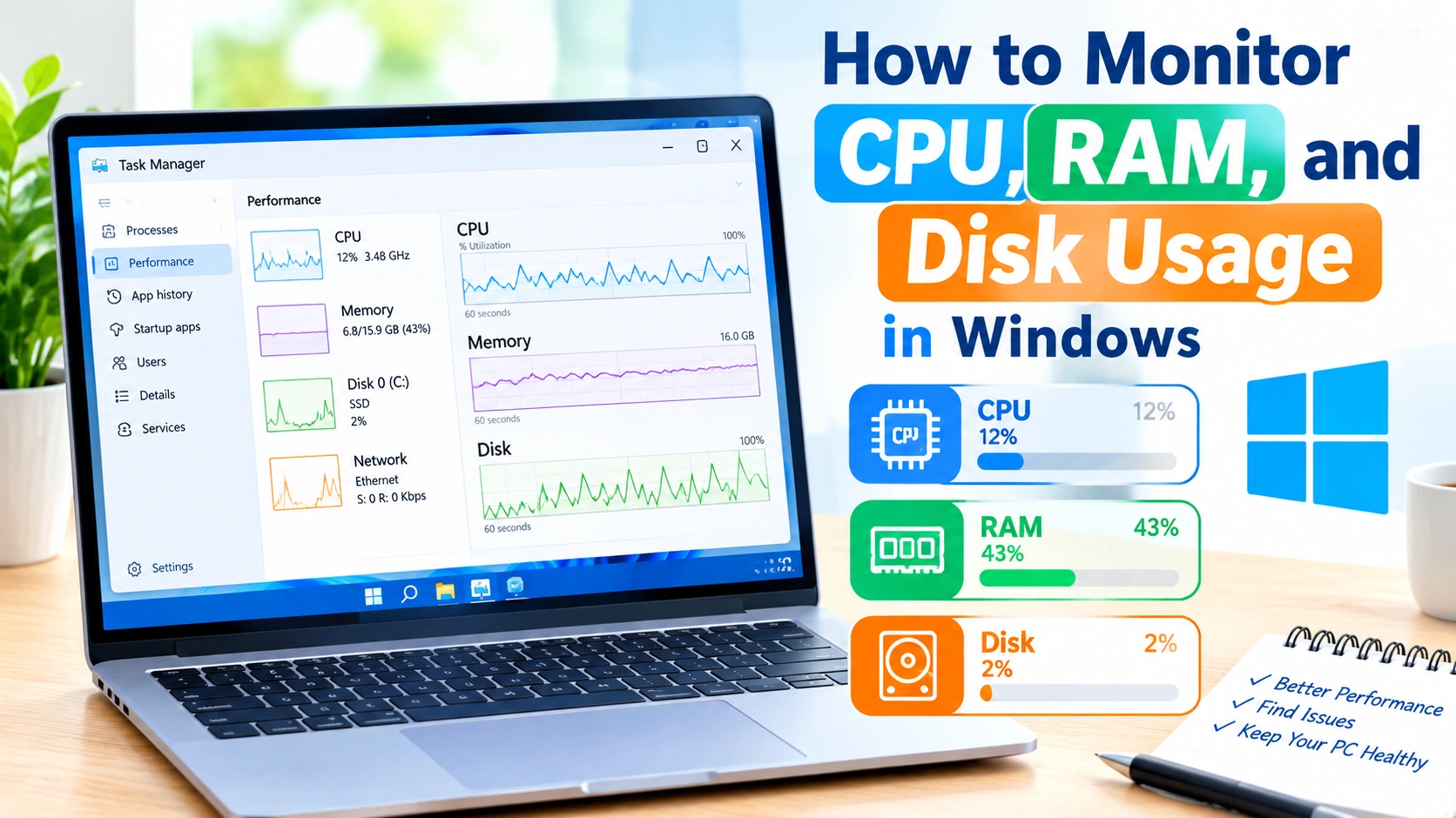 How to Monitor CPU, RAM, and Disk Usage in Windows How to Monitor CPU, RAM, and Disk Usage in Windows