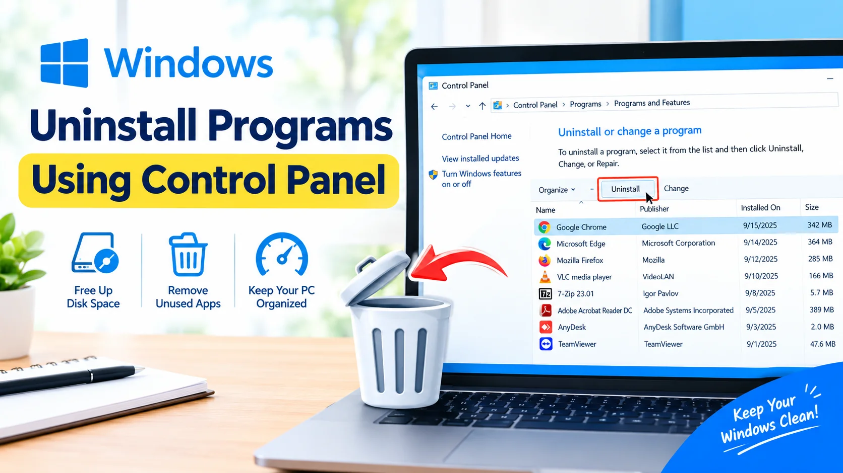 Uninstall Programs Using Control Panel in Windows