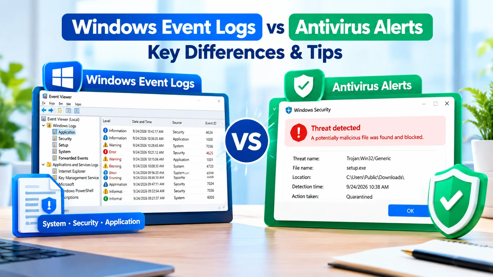 Windows Event Logs vs Antivirus Alerts: Key Differences Tips