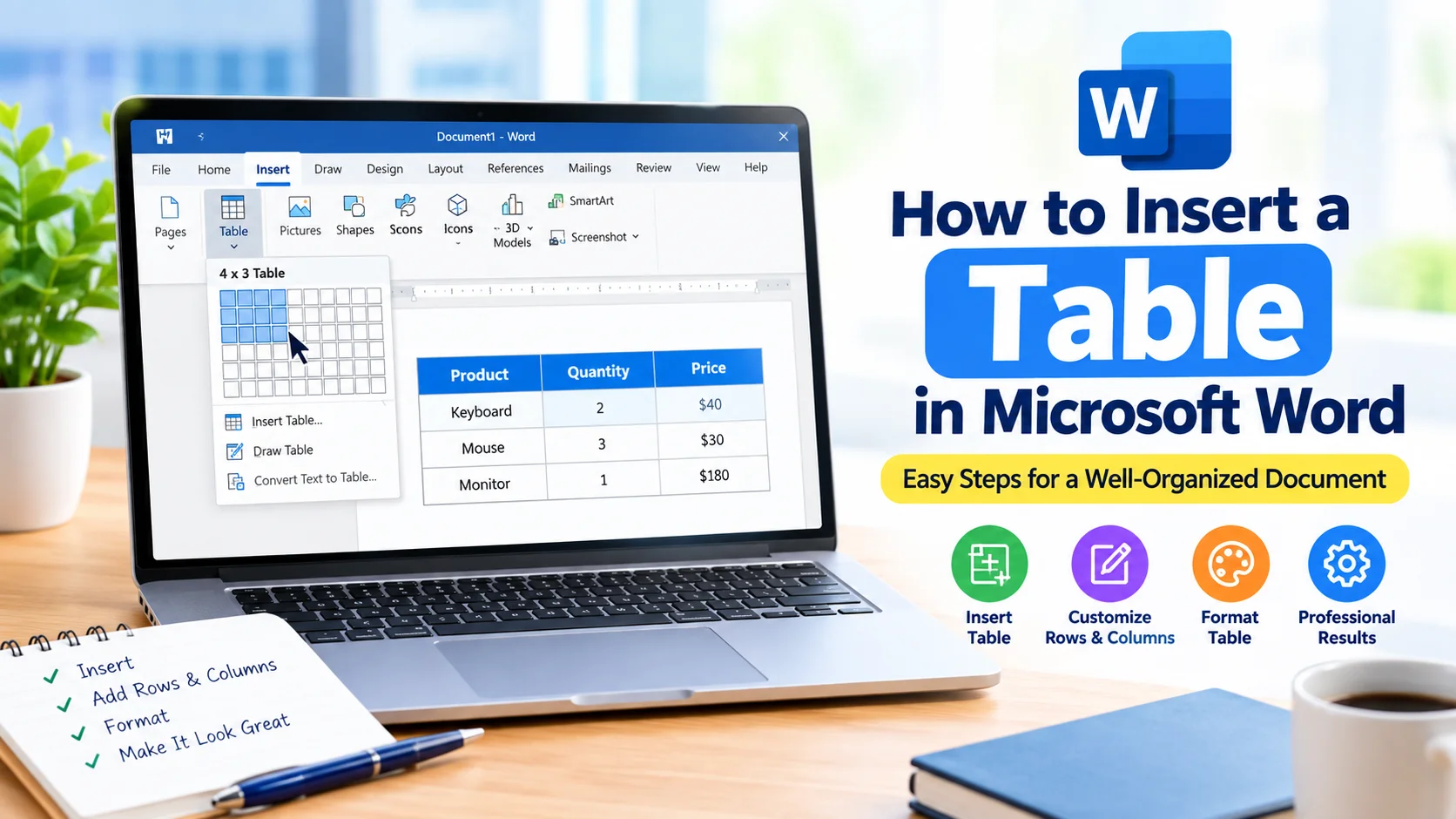 Insert a Table in Microsoft Word